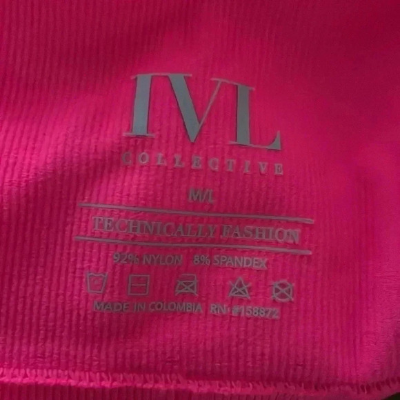 IVL Collective | Seamless Neon Pink Jersey Ribbed Cropped Workout Top Size M/L - Picture 4 of 4